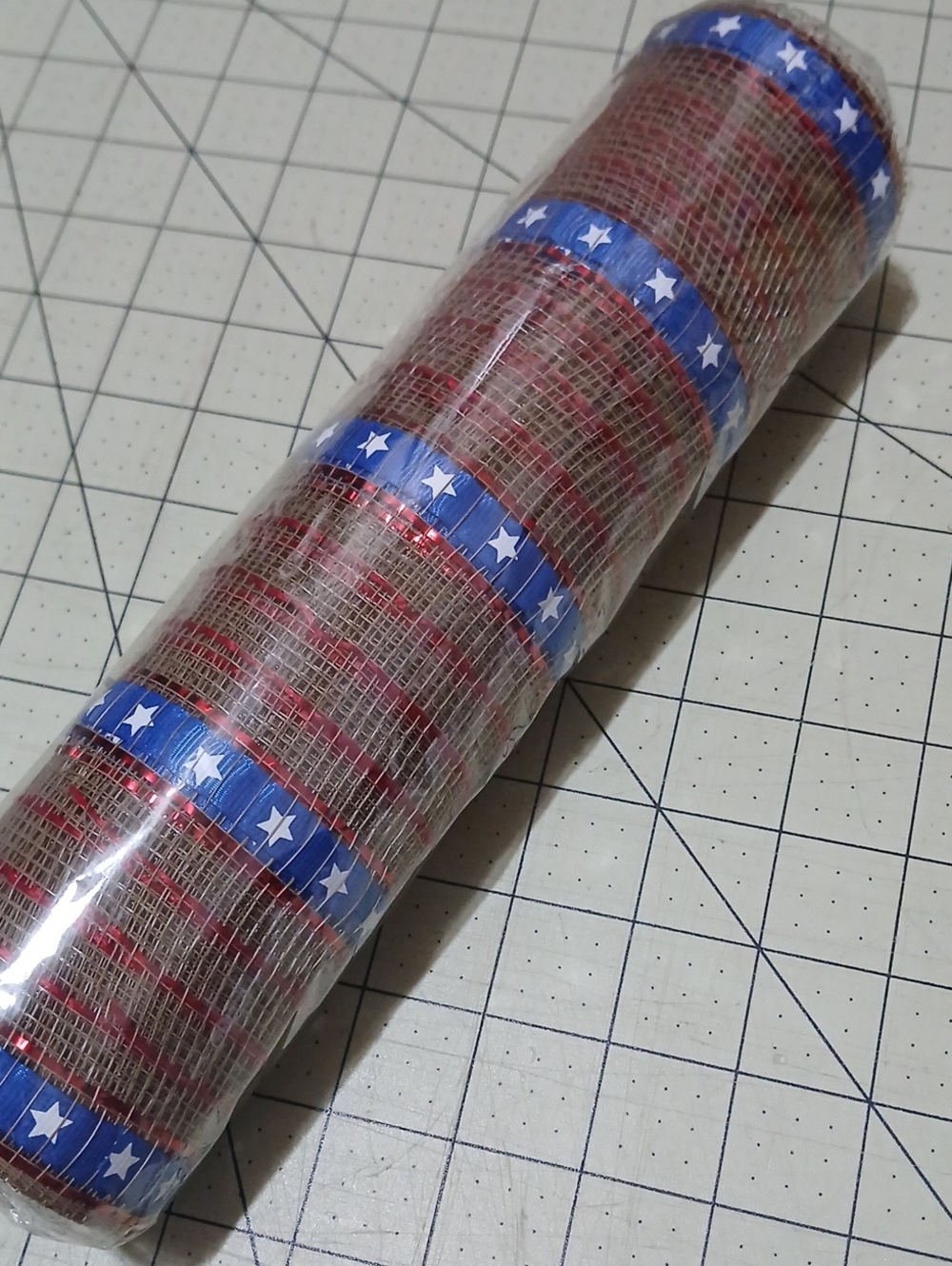 Deco Mesh - Tan/Red/White/Blue